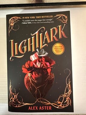 Lightlark by Alex Aster - Black Cover with Red Floral Art